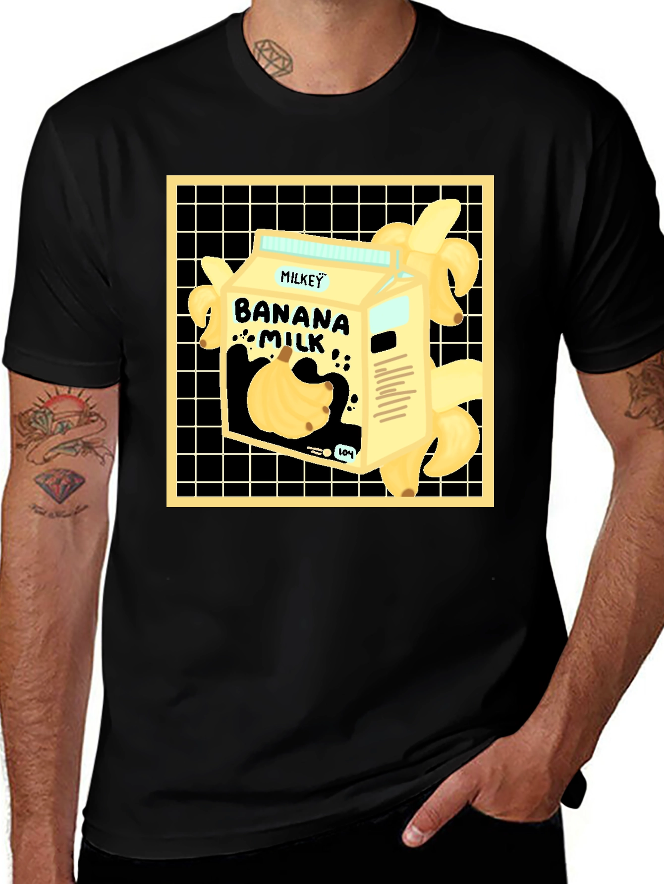 Banana Milk Graphic Tee - Unique Cartoon Design