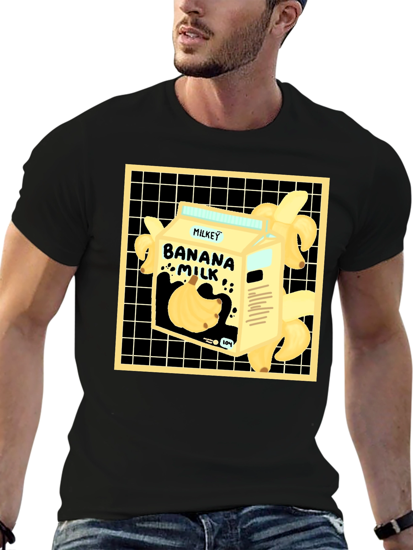 Banana Milk Graphic Tee - Unique Cartoon Design