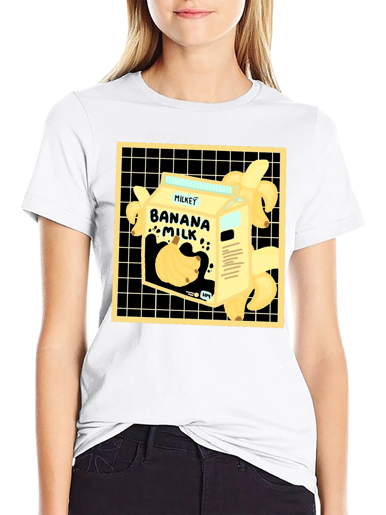 Banana Milk Graphic Tee - Unique Cartoon Design
