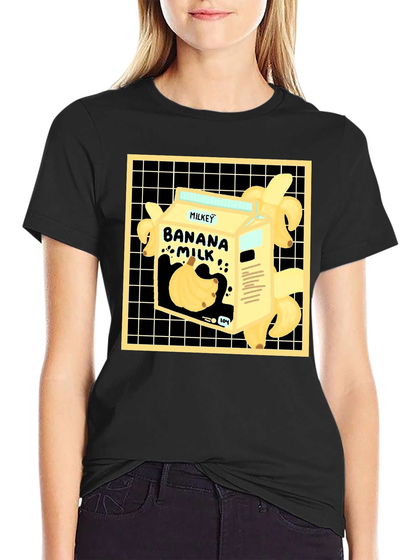 Banana Milk Graphic Tee - Unique Cartoon Design