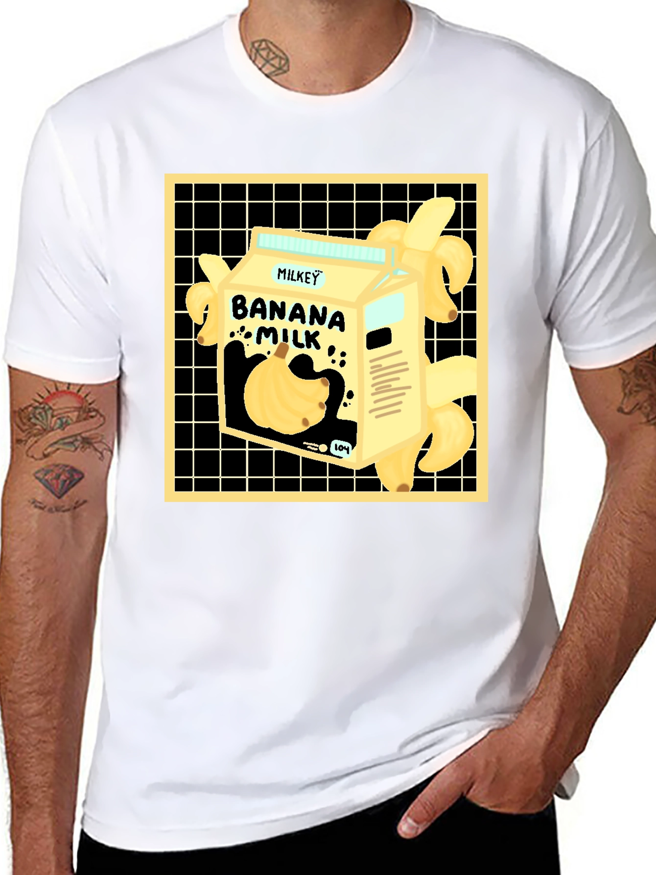 Banana Milk Graphic Tee - Unique Cartoon Design