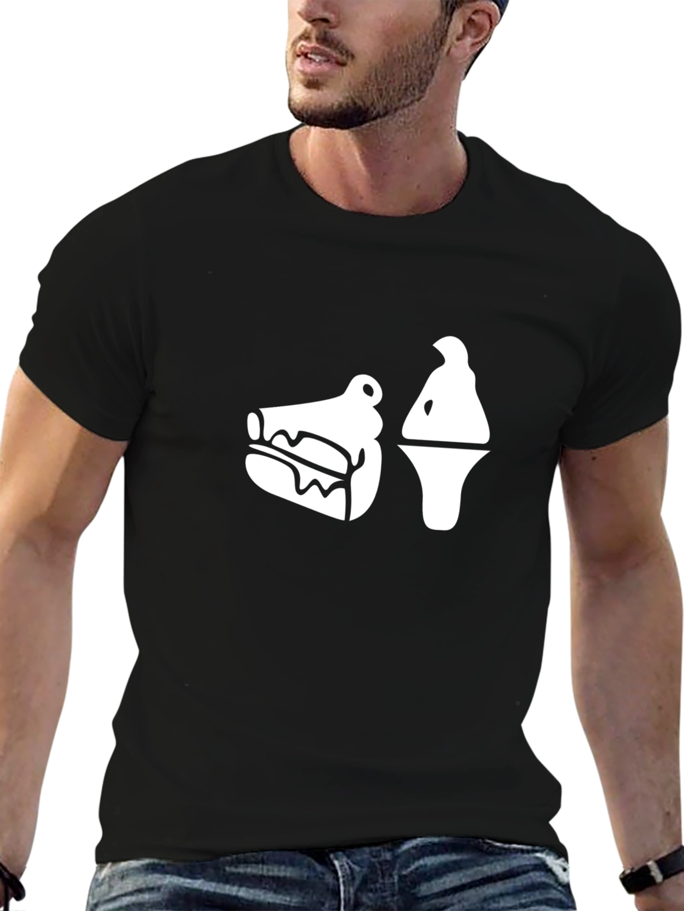 Foodie Black T-Shirt: Alligator & Ice Cream