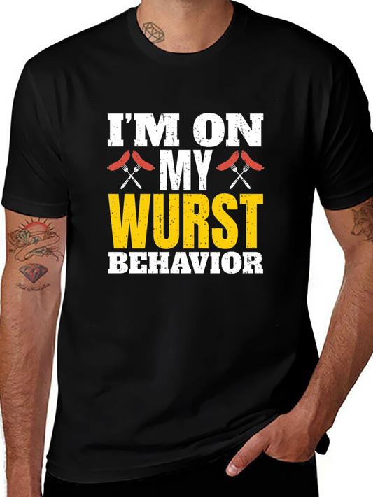 Im on My Wurst Behavior Funny BBQ Graphic T-Shirt