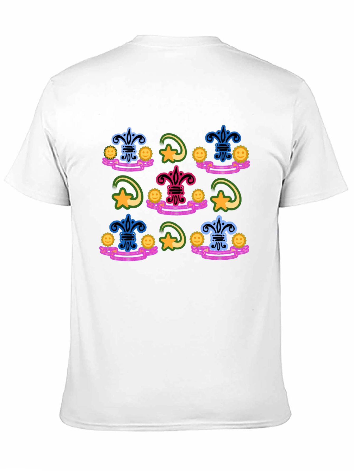 Funky Fleur-de-Lis Pattern Black T-Shirt