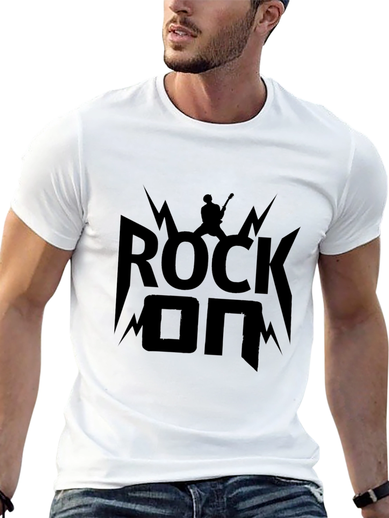 Rock On Graphic Tee - Black Cotton T-Shirt