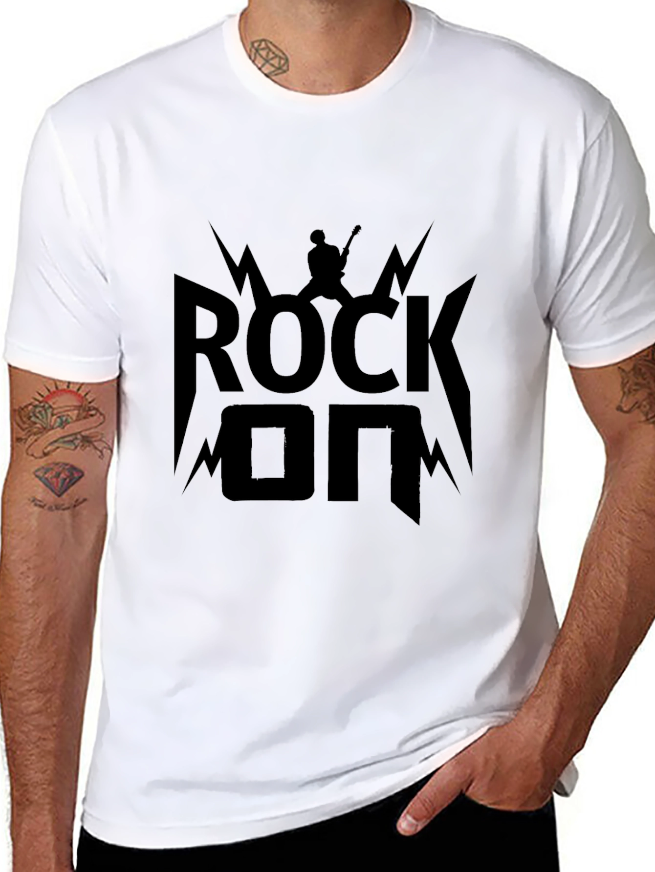 Rock On Graphic Tee - Black Cotton T-Shirt