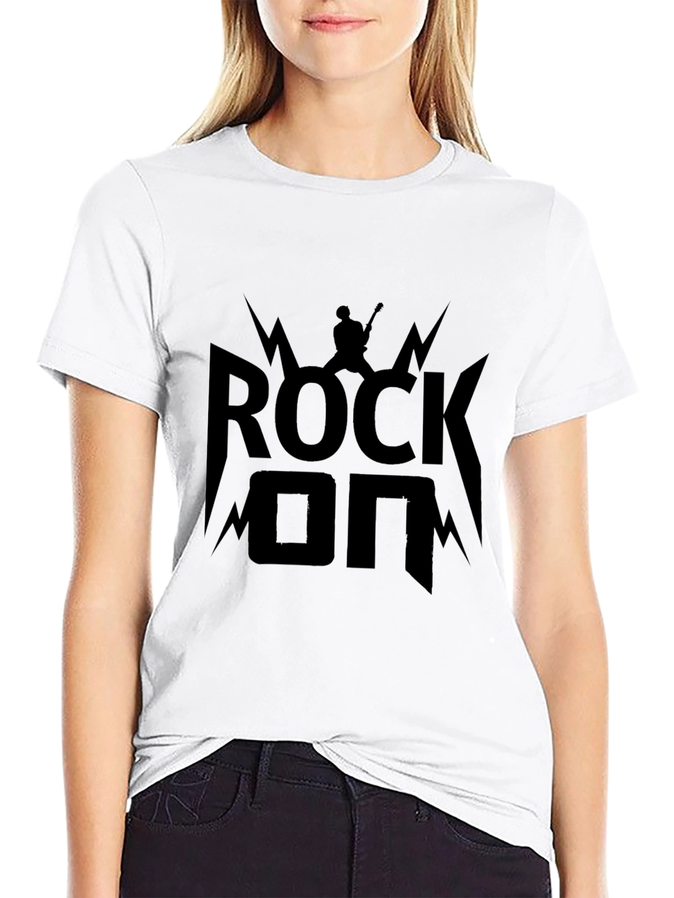 Rock On Graphic Tee - Black Cotton T-Shirt