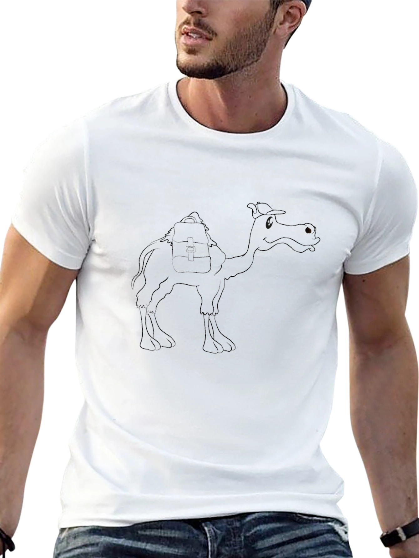 Camel Graphic Tee - Black Cotton T-Shirt