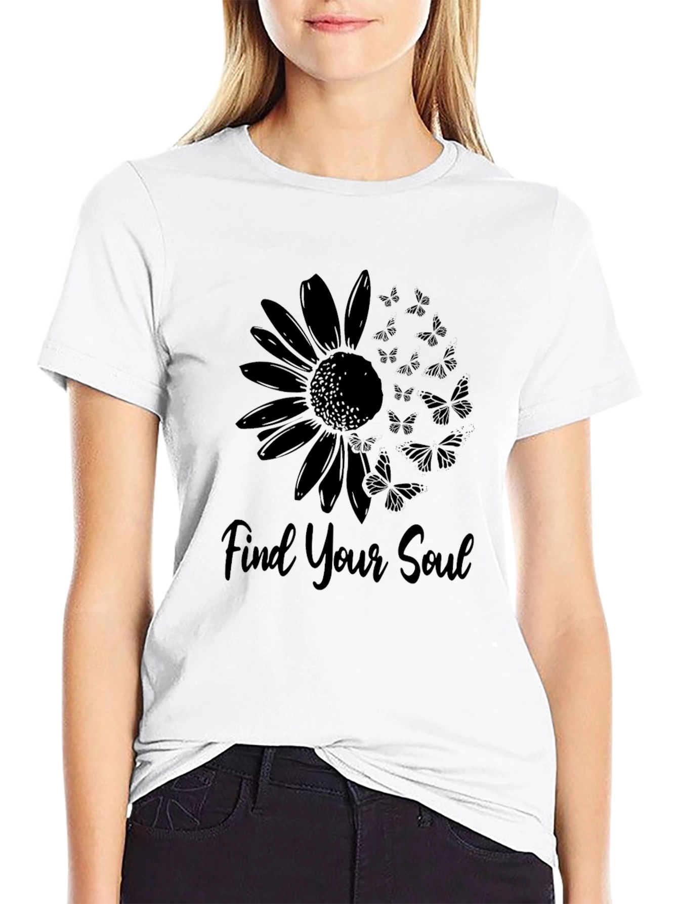 Find Your Soul Sunflower Butterfly Graphic Tee