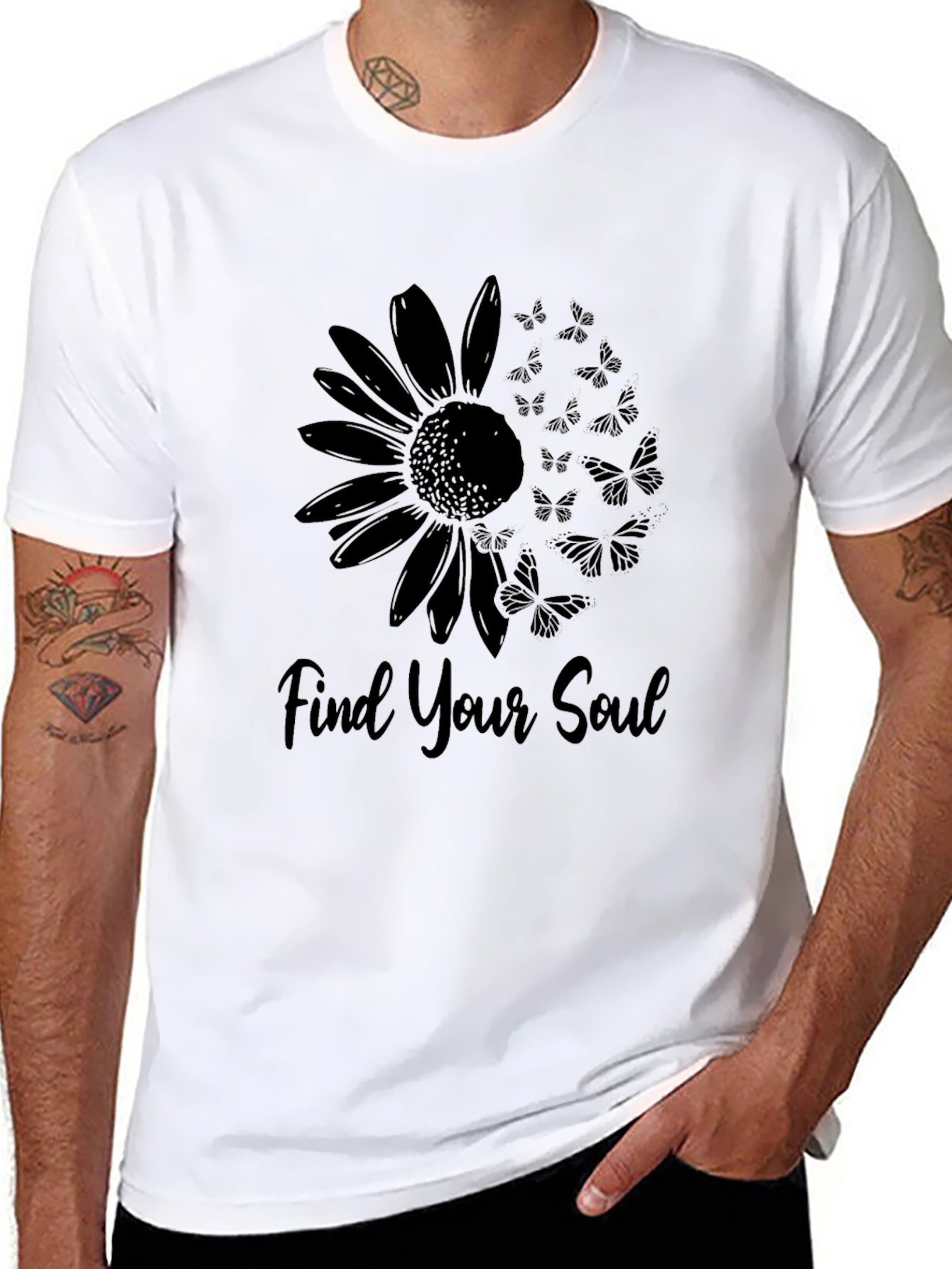 Find Your Soul Sunflower Butterfly Graphic Tee