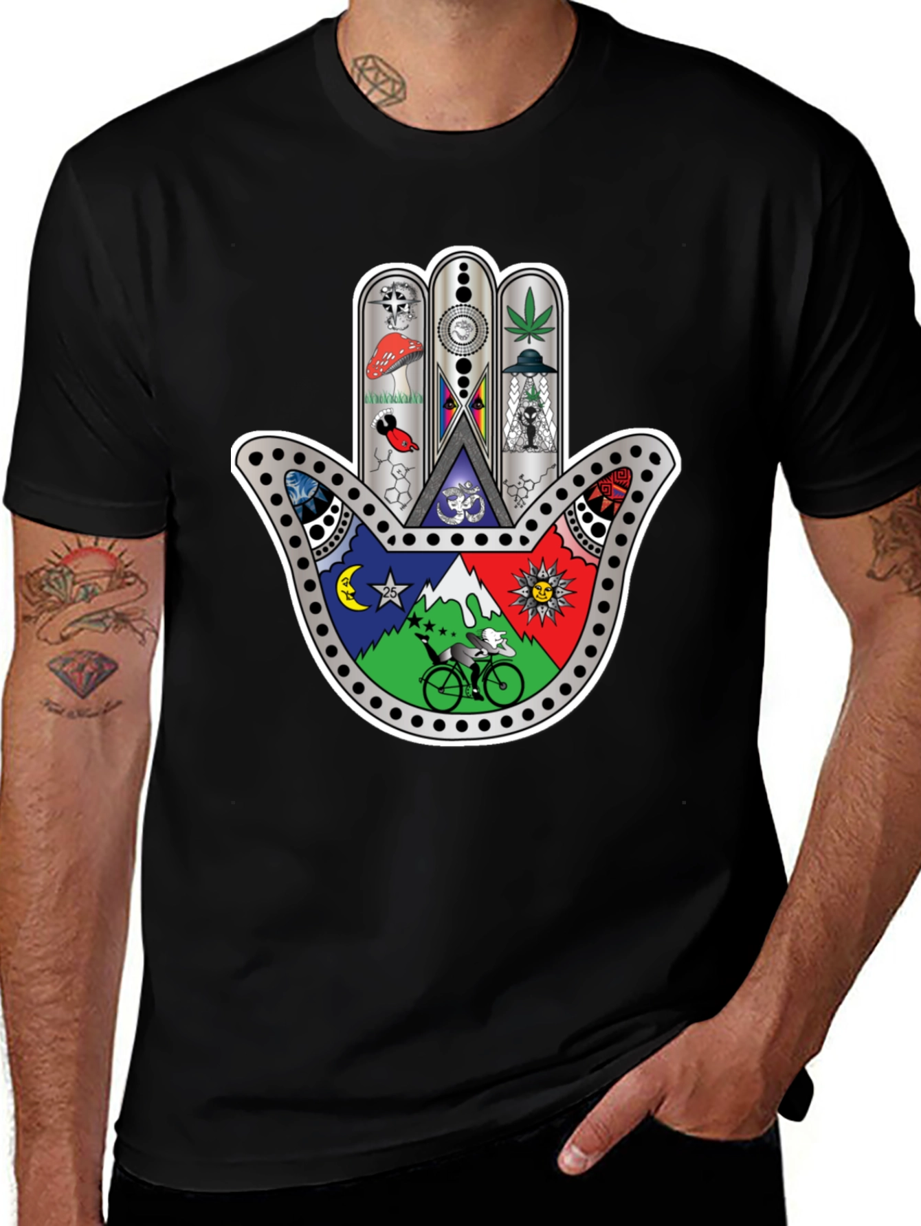 Hamsa Hand Psychedelic Graphic Print Tee