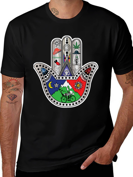 Hamsa Hand Psychedelic Graphic Print Tee