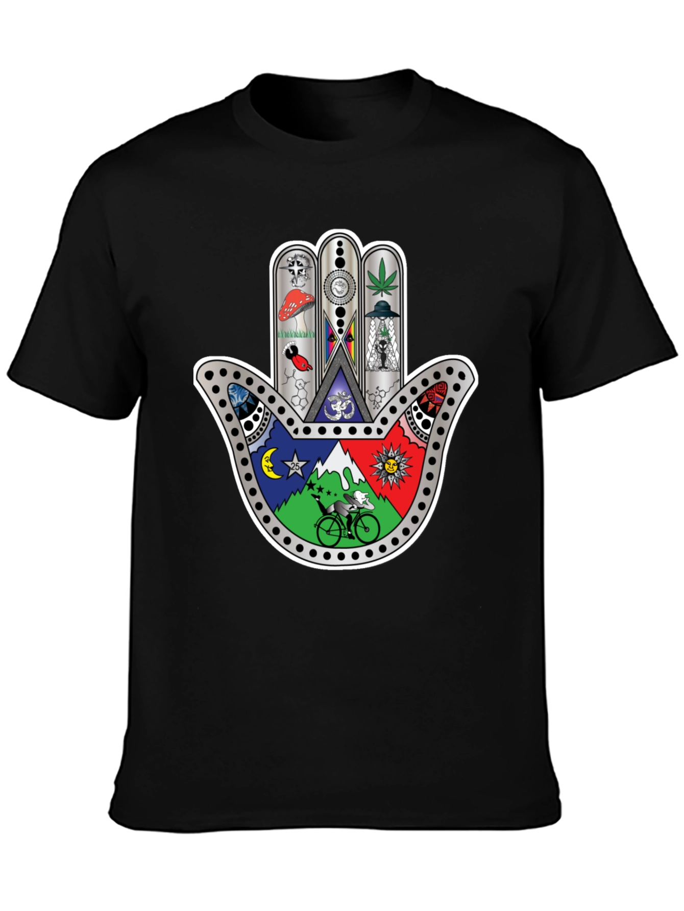 Hamsa Hand Psychedelic Graphic Print Tee