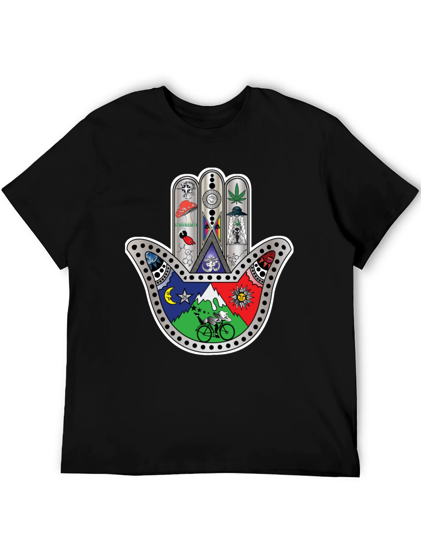 Hamsa Hand Psychedelic Graphic Print Tee