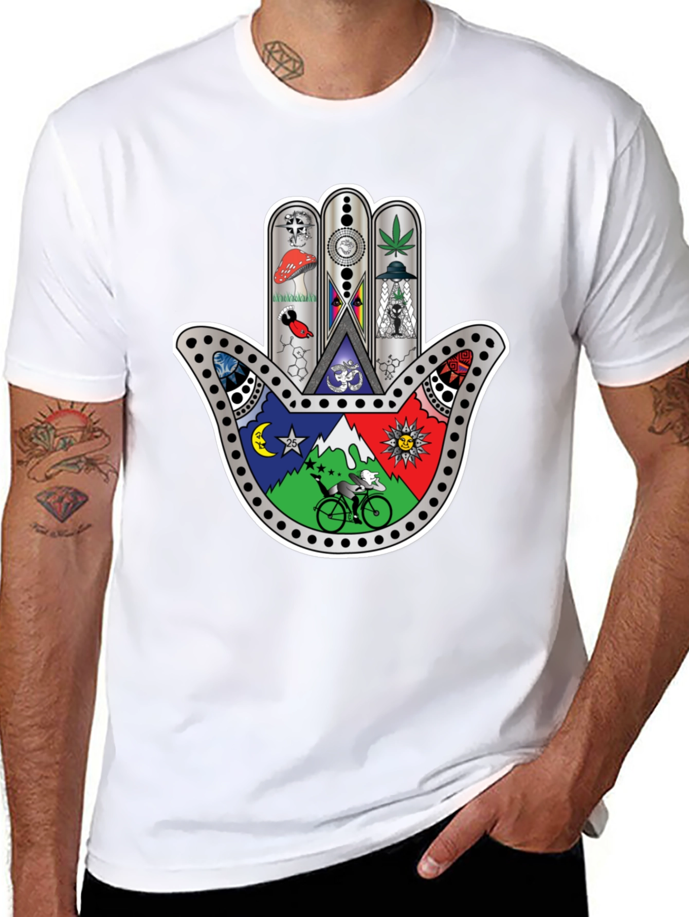 Hamsa Hand Psychedelic Graphic Print Tee