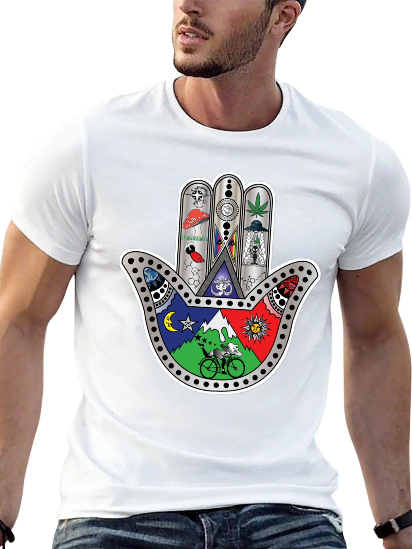 Hamsa Hand Psychedelic Graphic Print Tee