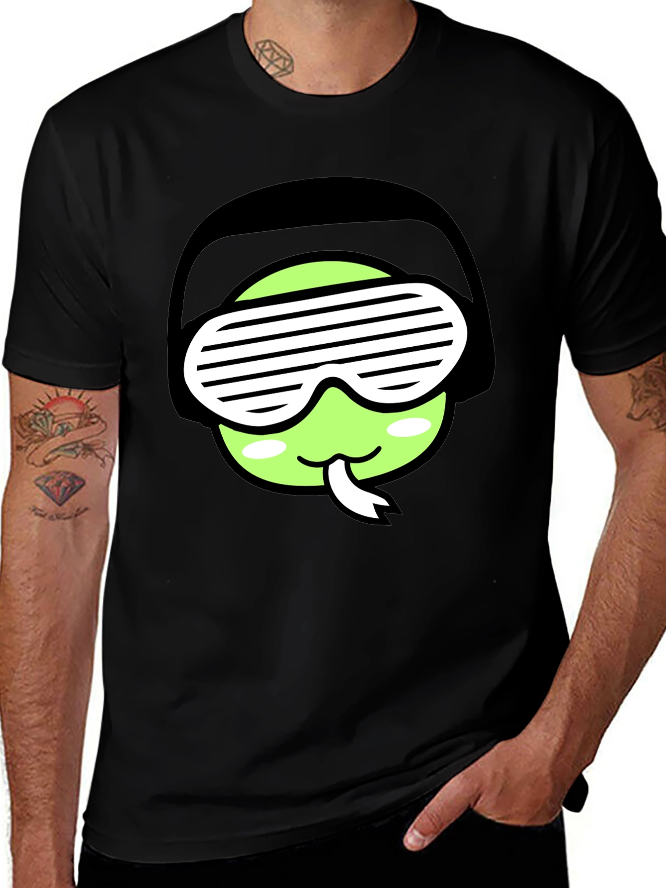 Cool Snake Emoji Graphic Tee - Black T-Shirt