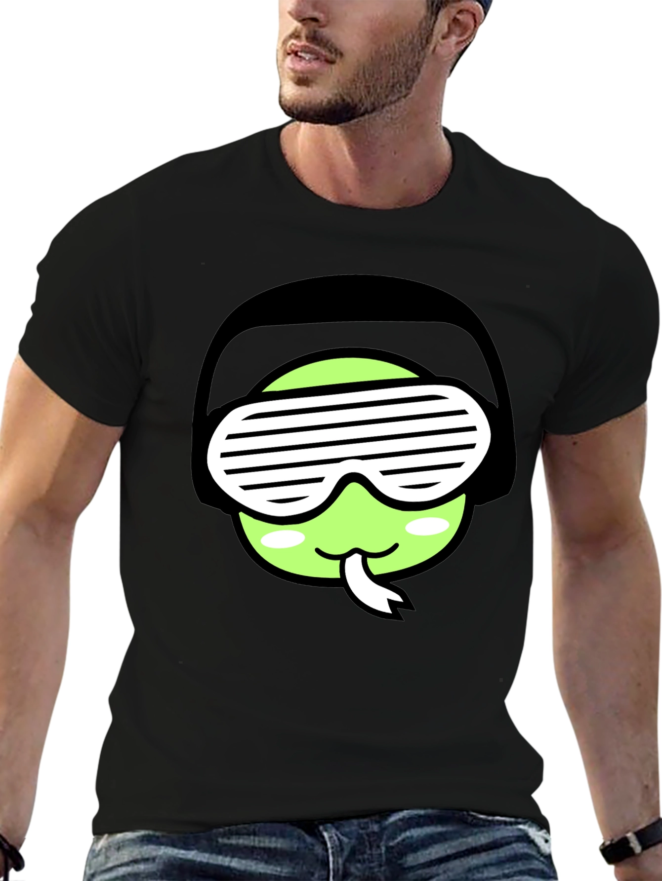 Cool Snake Emoji Graphic Tee - Black T-Shirt