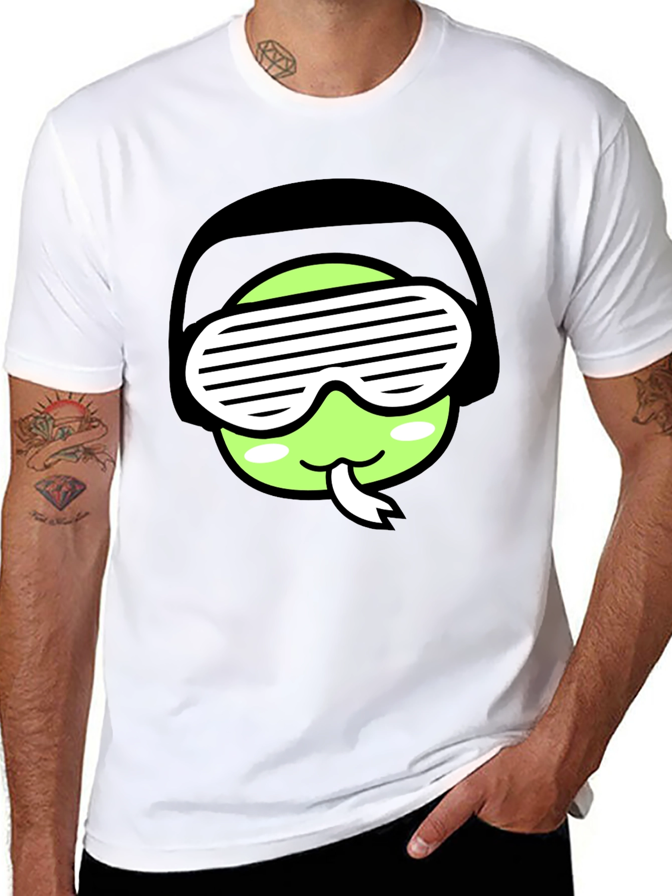 Cool Snake Emoji Graphic Tee - Black T-Shirt
