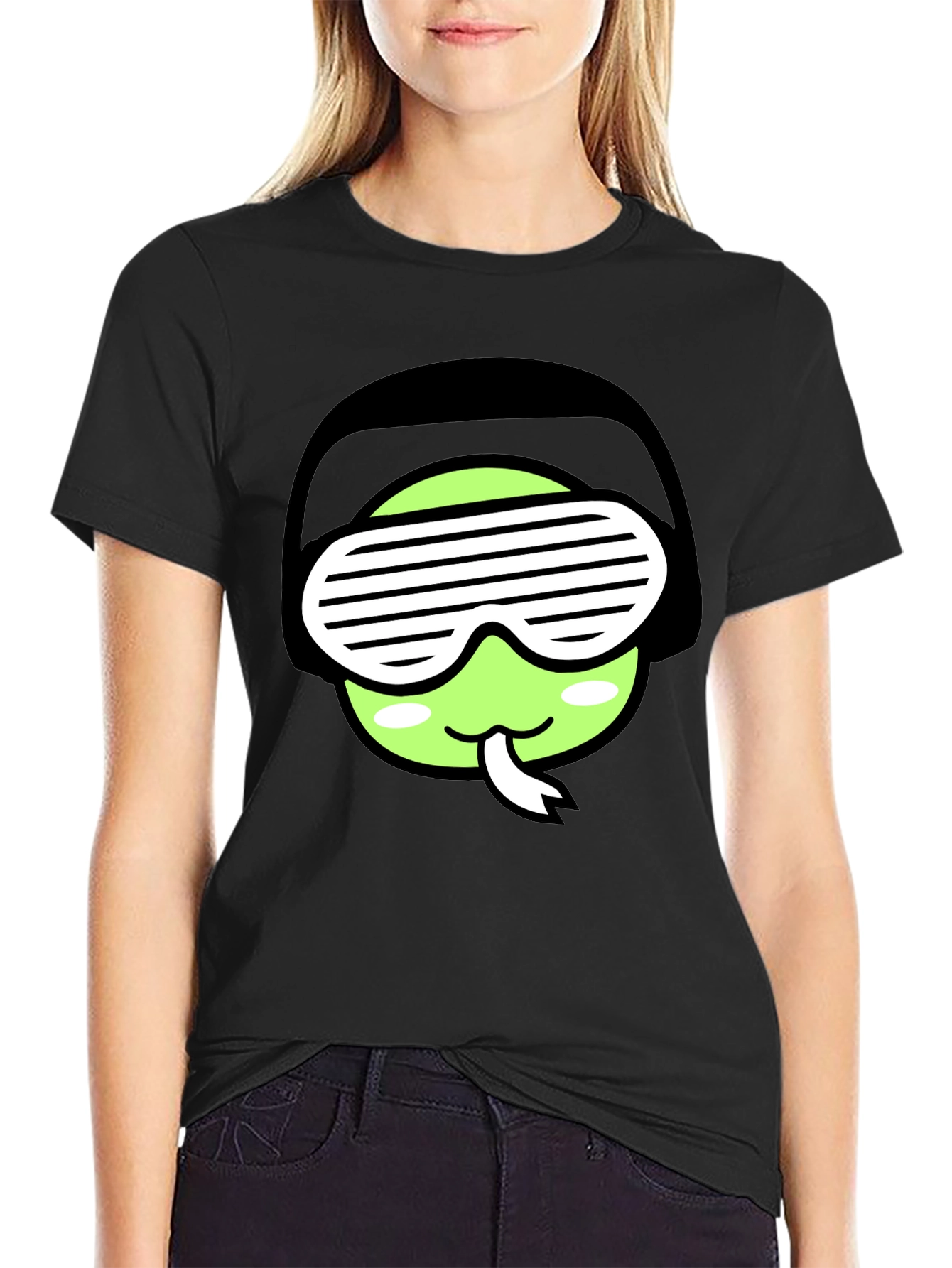 Cool Snake Emoji Graphic Tee - Black T-Shirt