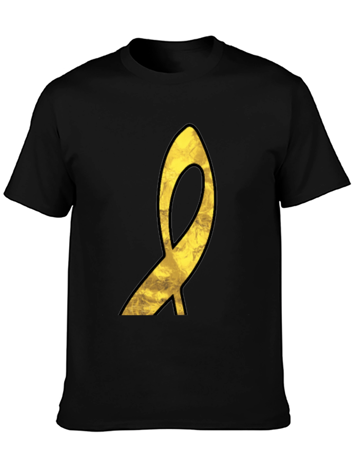 Golden Ribbon Graphic Black T-Shirt
