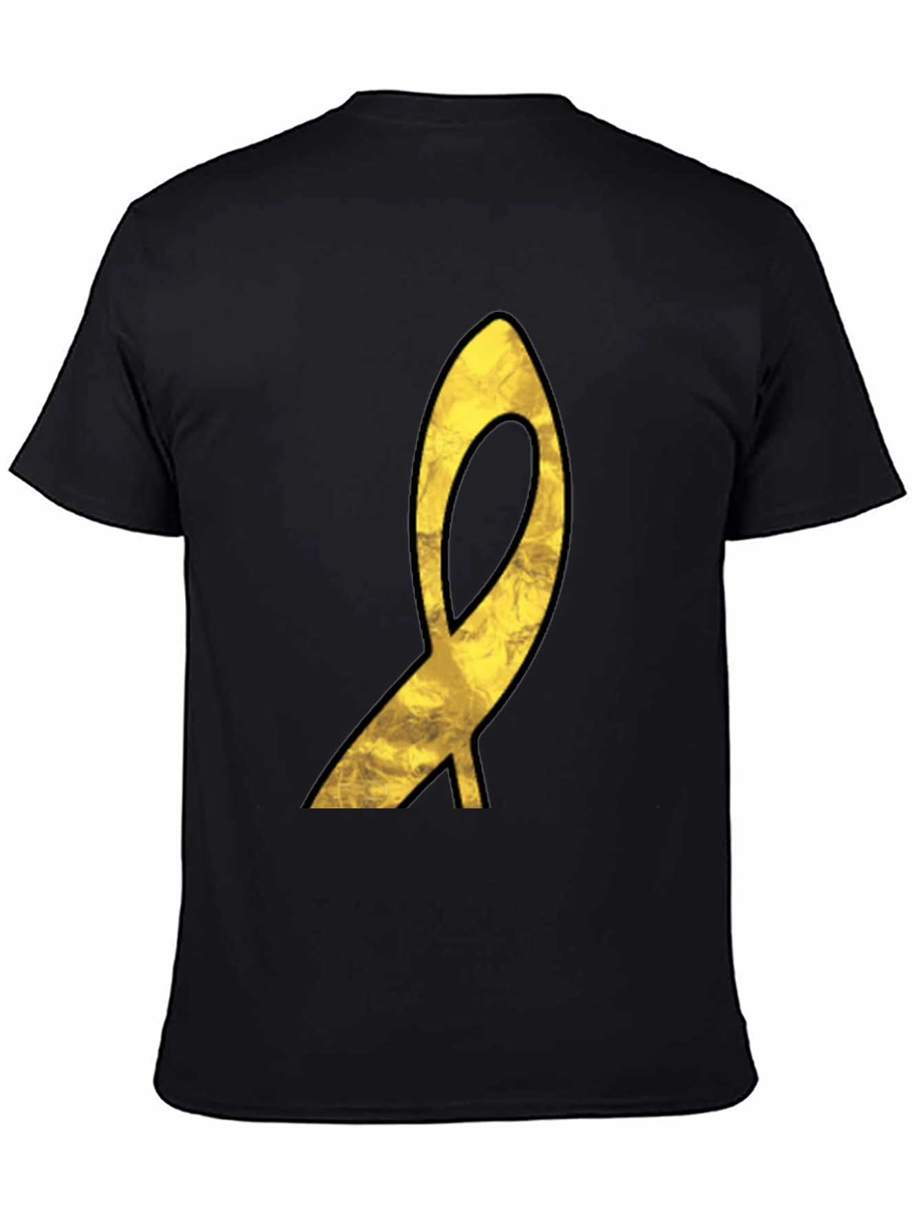 Golden Ribbon Graphic Black T-Shirt