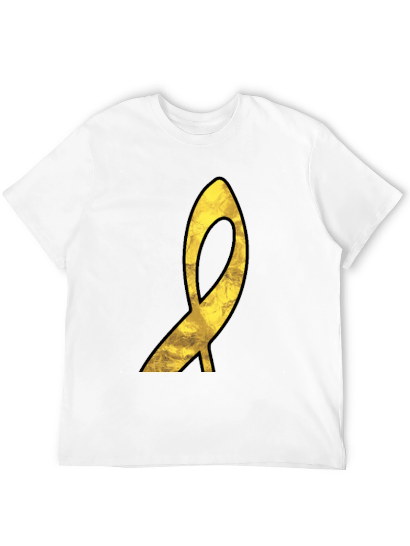 Golden Ribbon Graphic Black T-Shirt