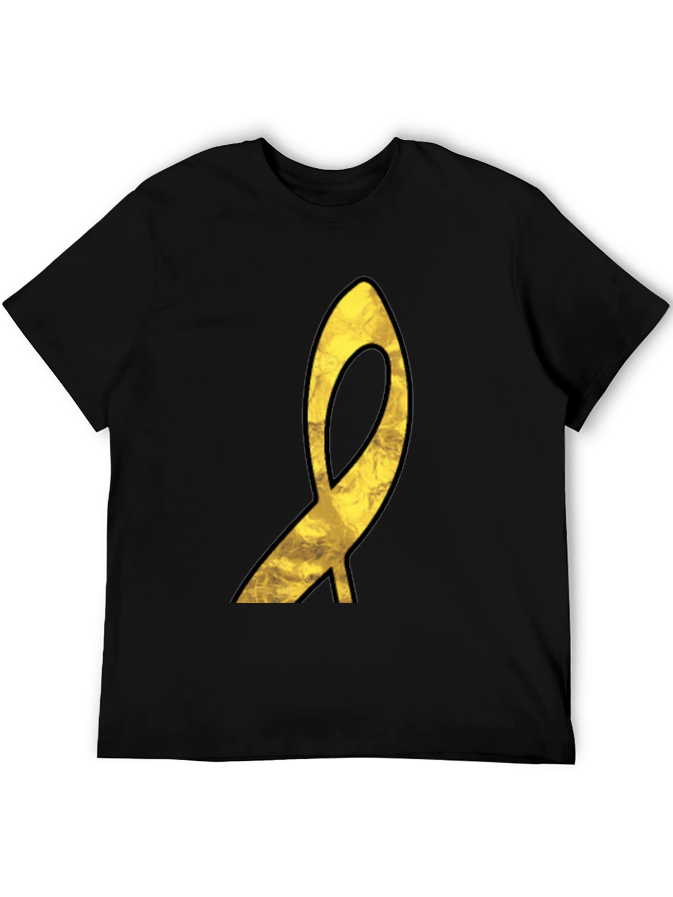 Golden Ribbon Graphic Black T-Shirt