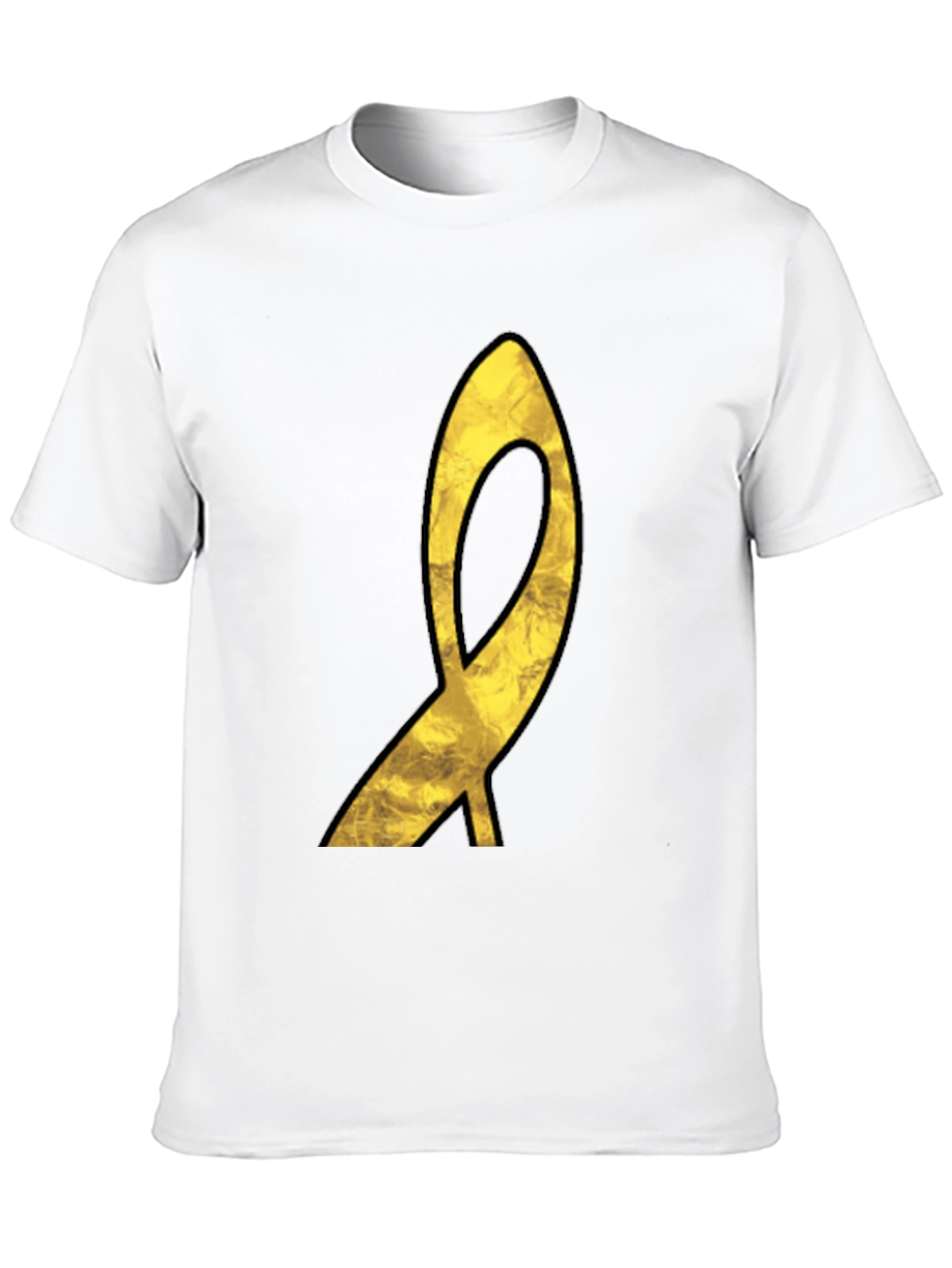 Golden Ribbon Graphic Black T-Shirt