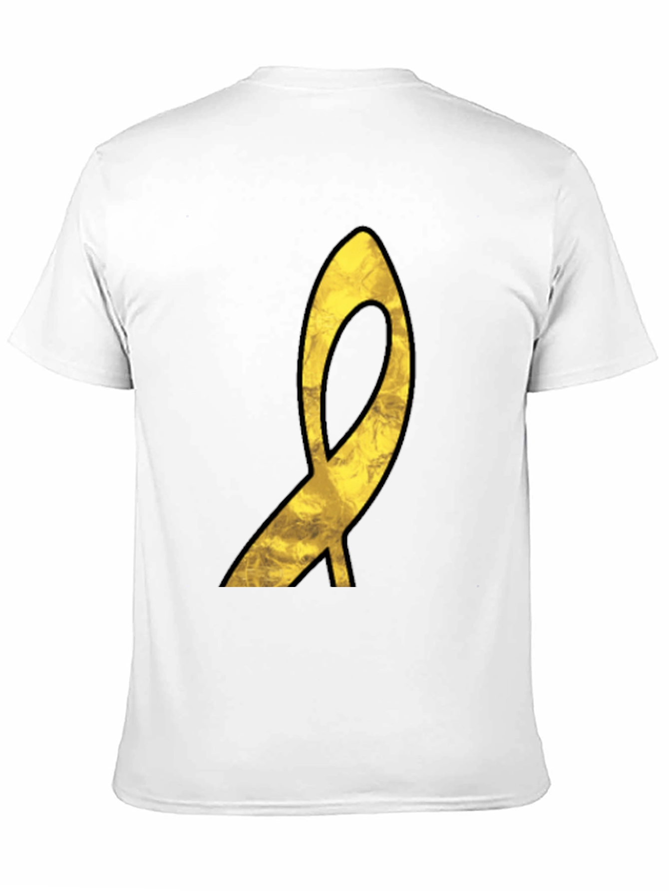 Golden Ribbon Graphic Black T-Shirt