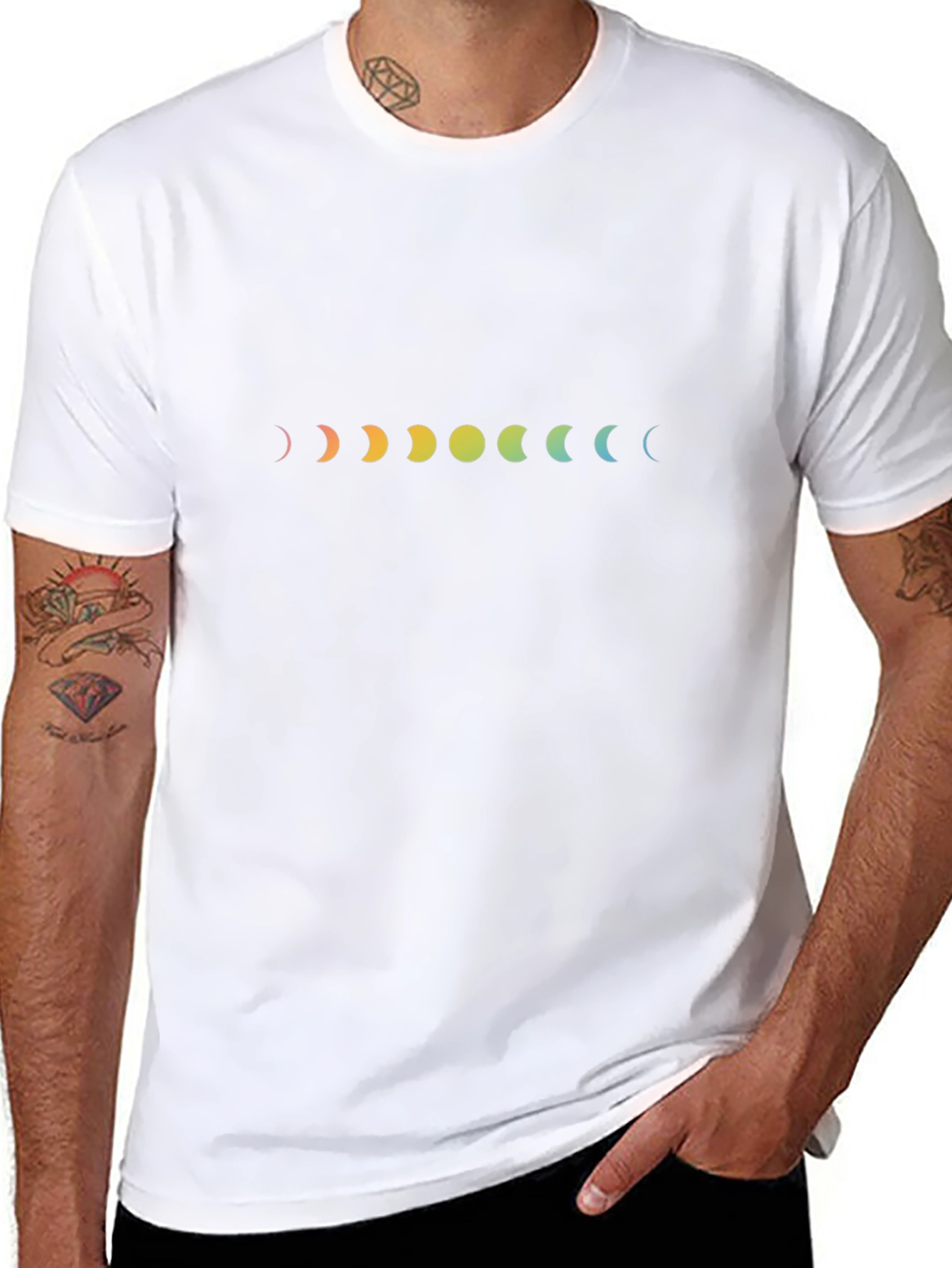 Rainbow Moon Phases Black T-Shirt