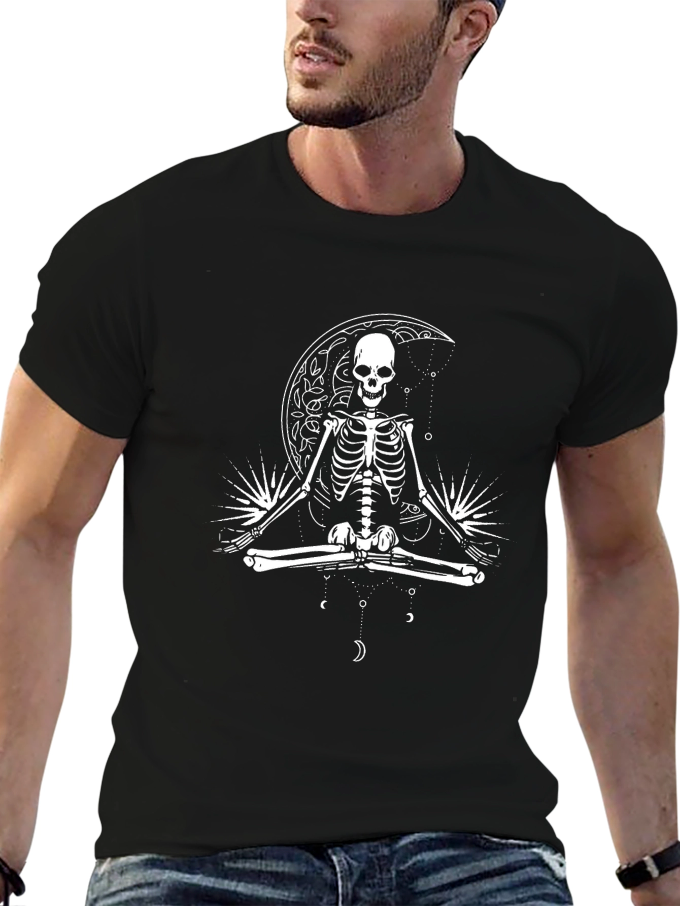 Skeleton Moon Meditation Graphic Tee