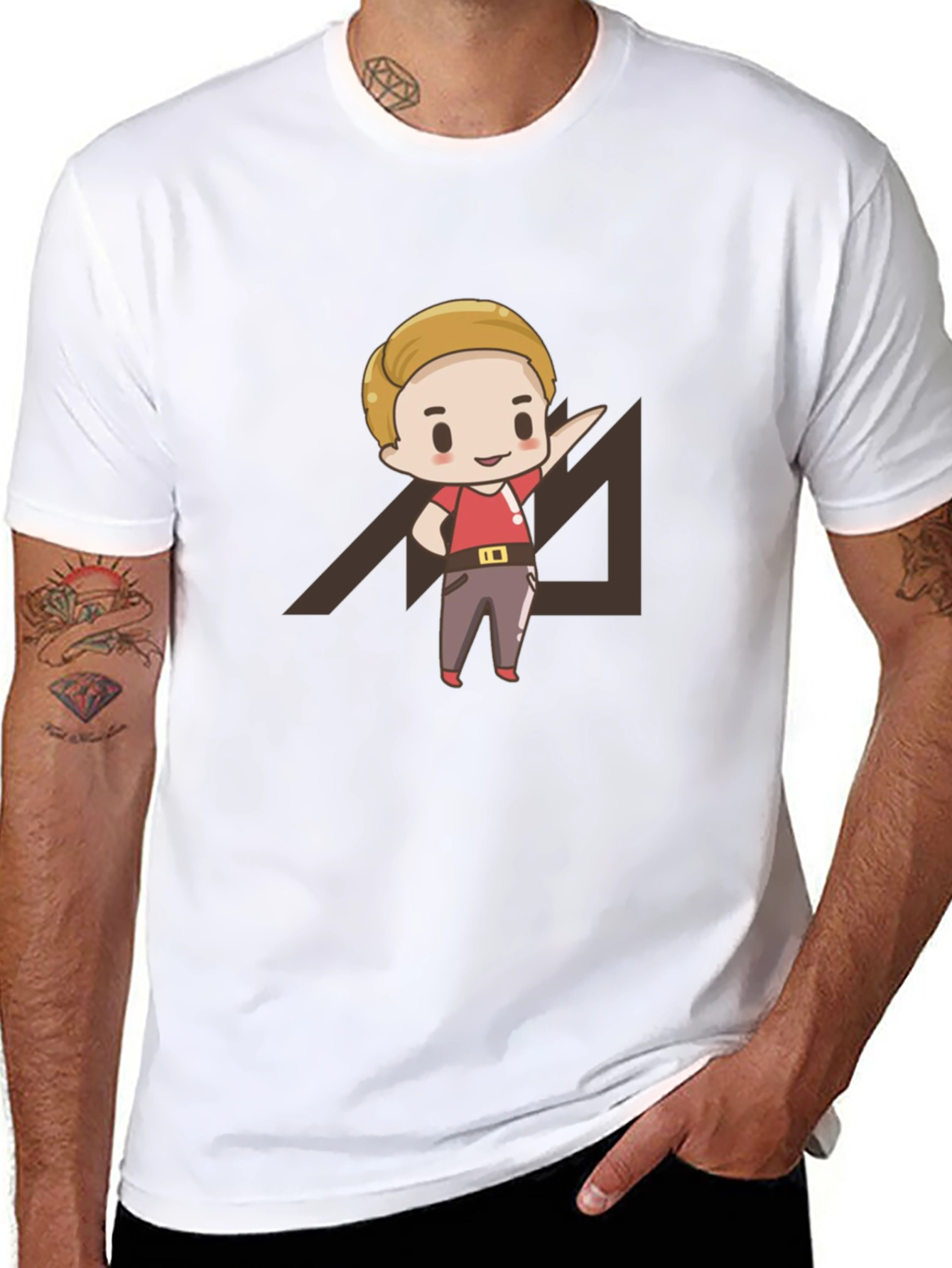 Cartoon Graphic Print Black T-Shirt