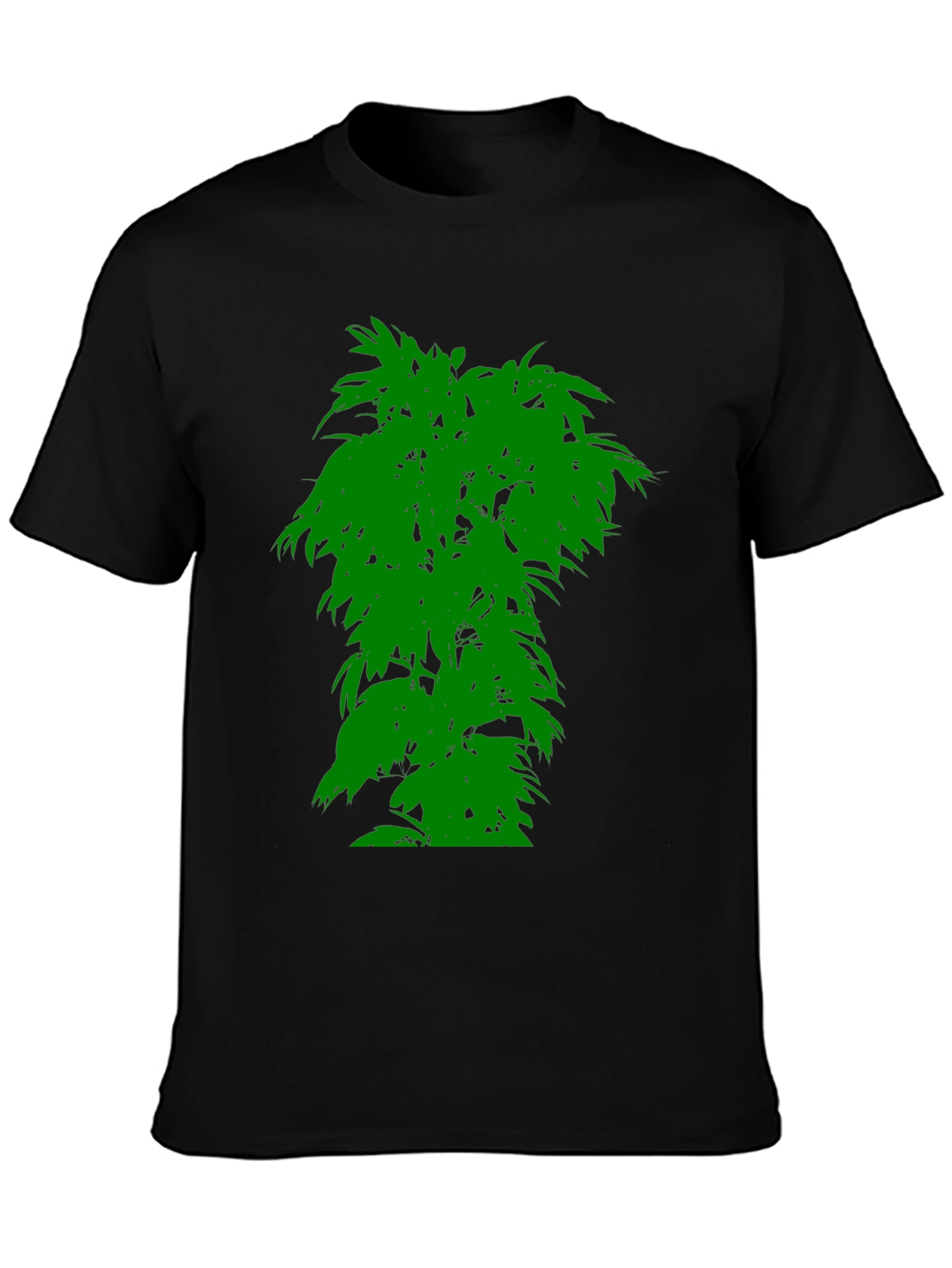 Mens Black T-Shirt with Green Tree Graphic