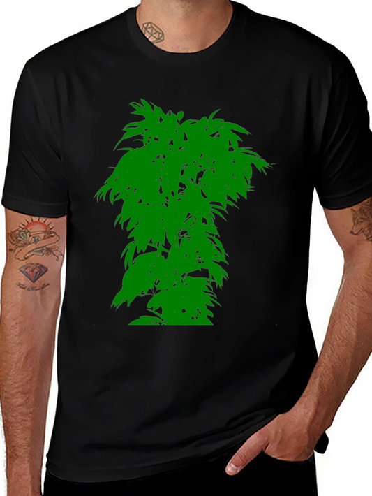 Mens Black T-Shirt with Green Tree Graphic