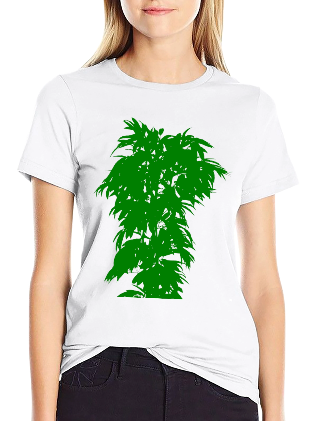 Mens Black T-Shirt with Green Tree Graphic