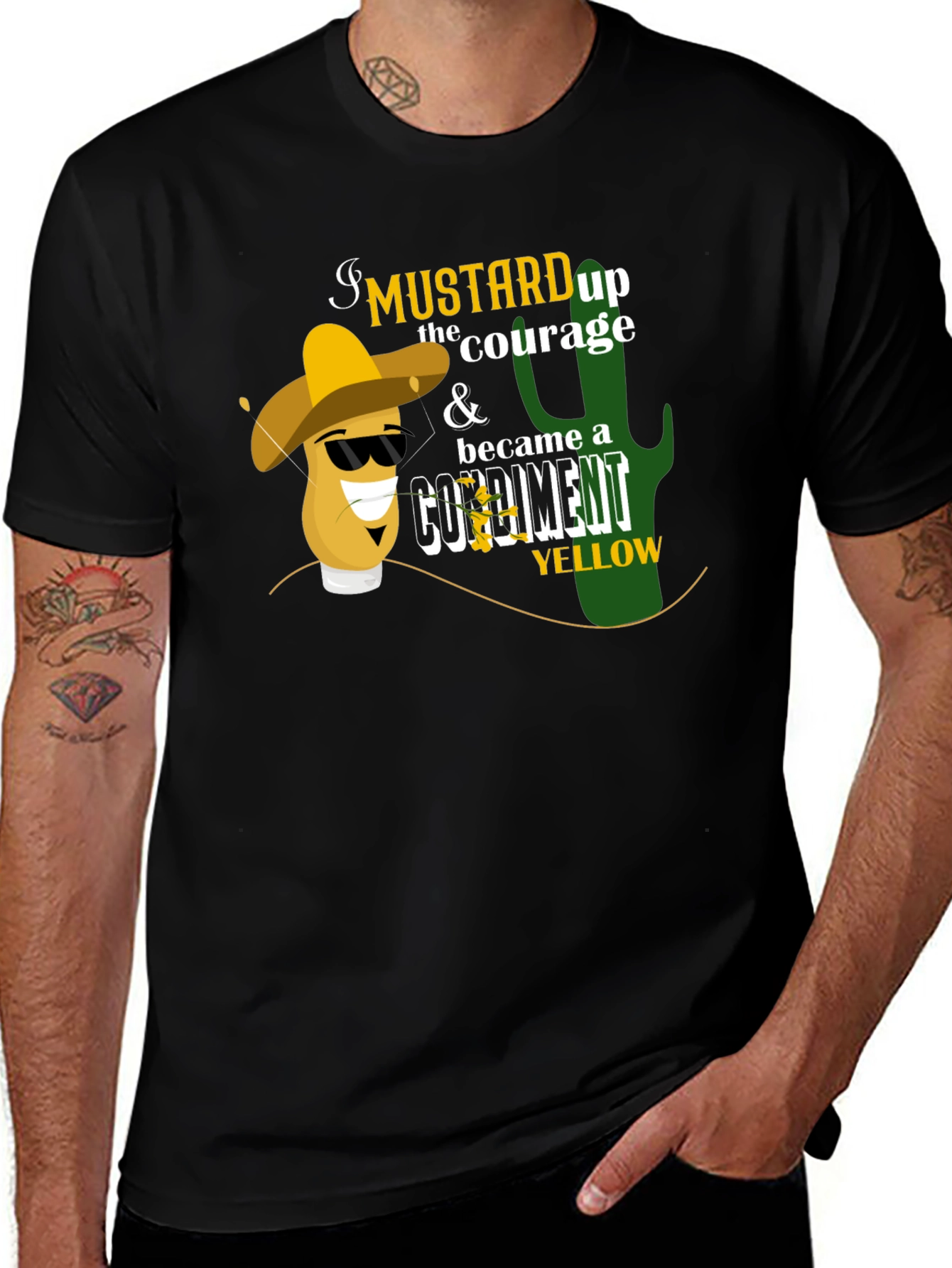 Mustard Courage Black T-Shirt