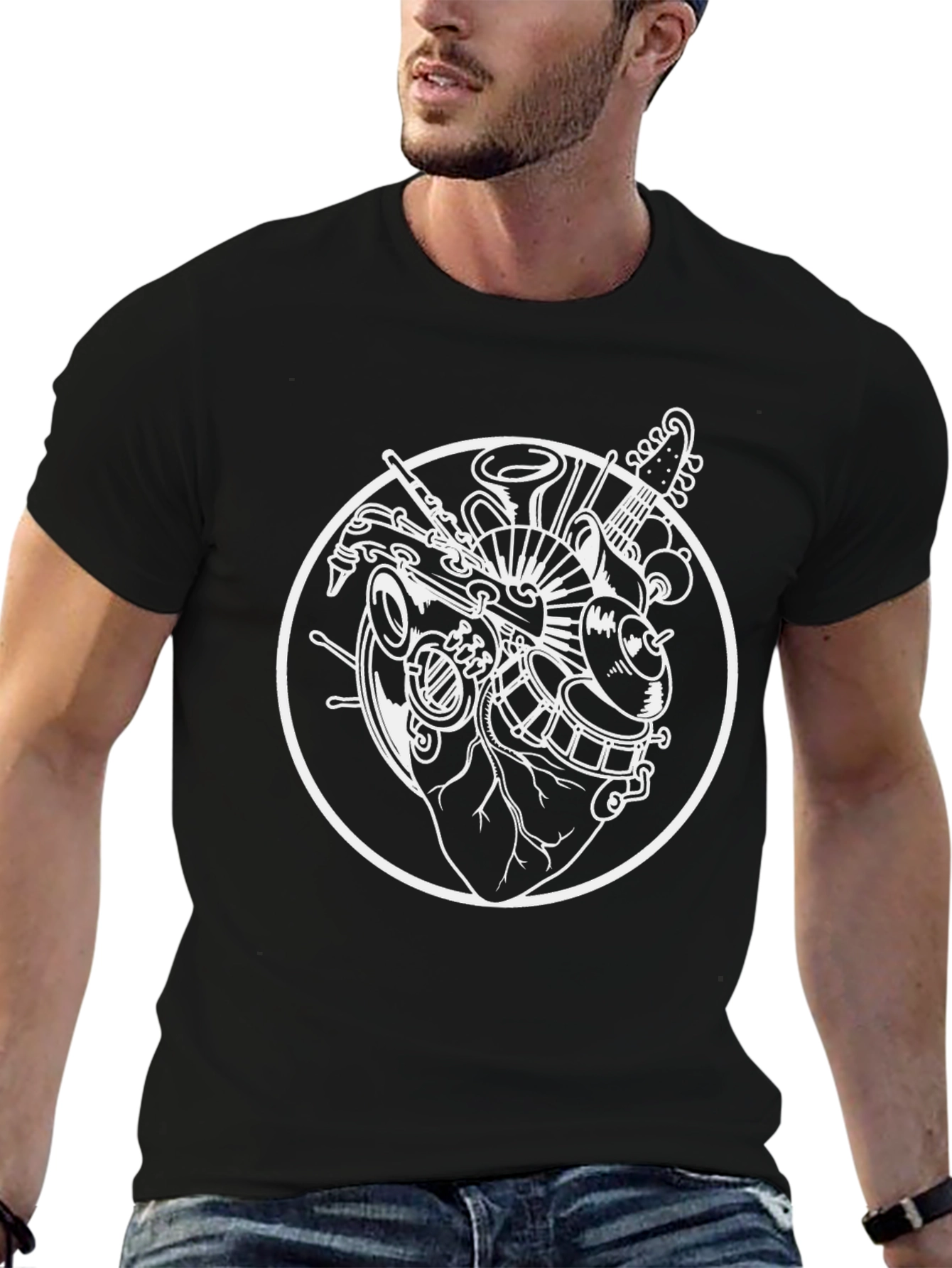Music Lovers Heart T-Shirt - Anatomical Instrument Design