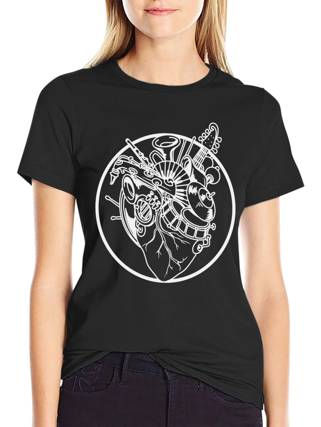 Music Lovers Heart T-Shirt - Anatomical Instrument Design