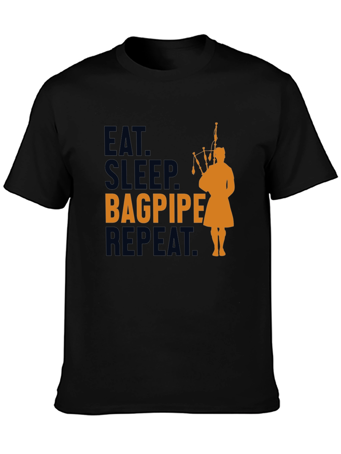 Eat Sleep Bagpipe Repeat Black T-Shirt