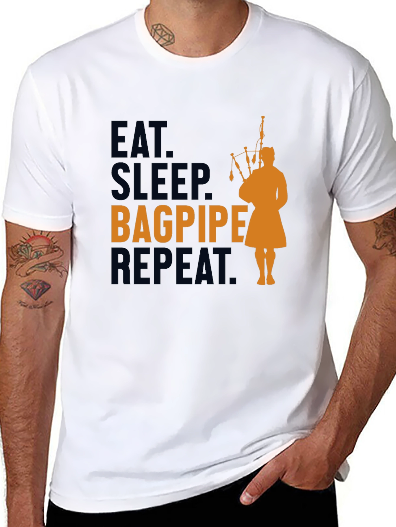 Eat Sleep Bagpipe Repeat Black T-Shirt