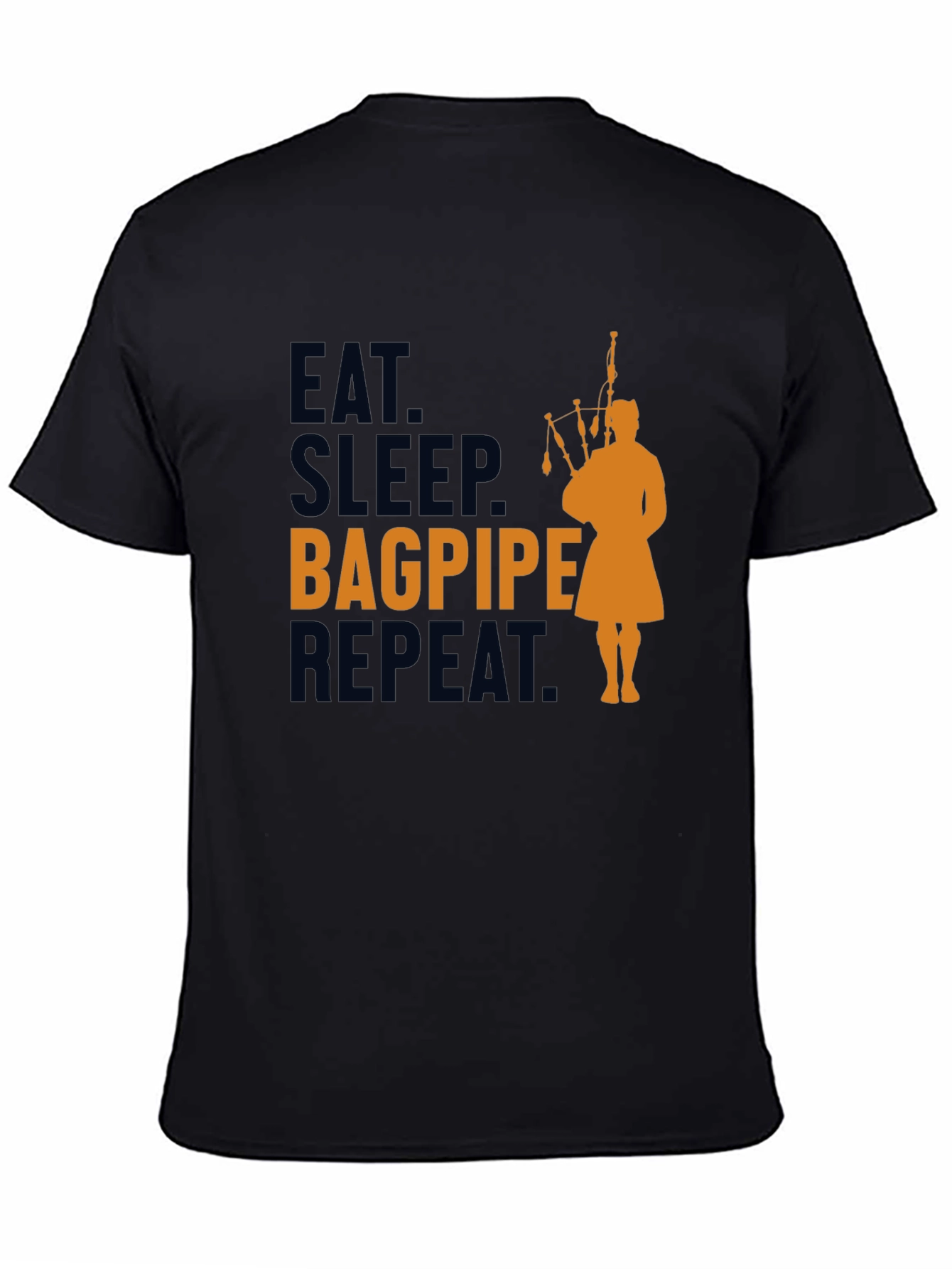 Eat Sleep Bagpipe Repeat Black T-Shirt
