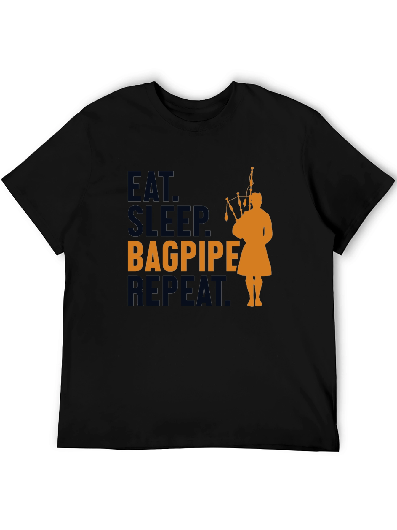 Eat Sleep Bagpipe Repeat Black T-Shirt