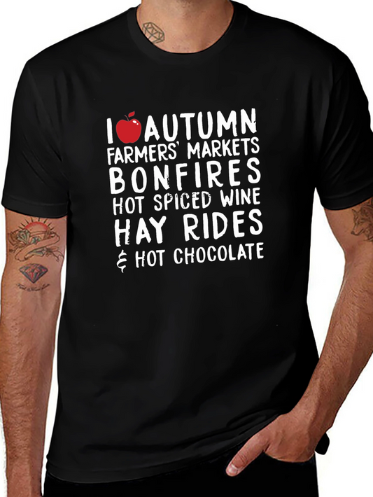I Love Autumn T-Shirt - Farmers Markets Bonfires & Hot Chocolate