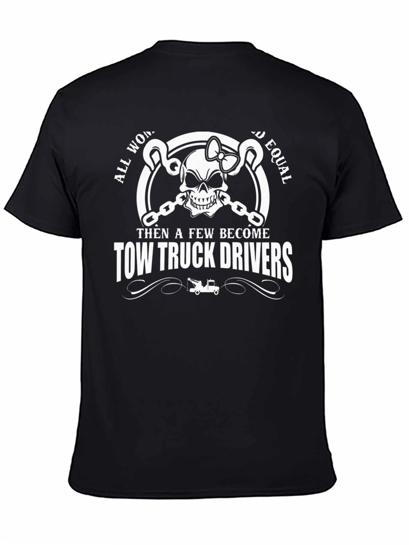 Tow Truck Driver Skull Graphic Tee - Black