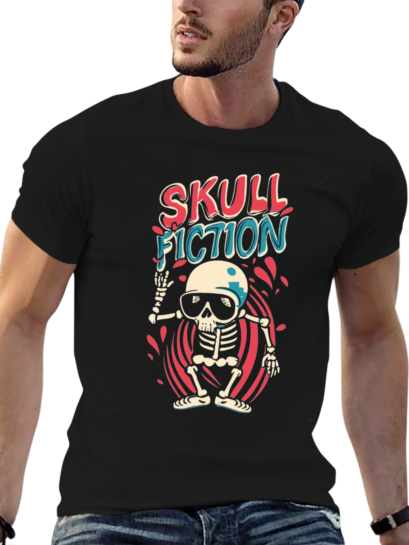 Skull Fiction Graphic Tee - Black