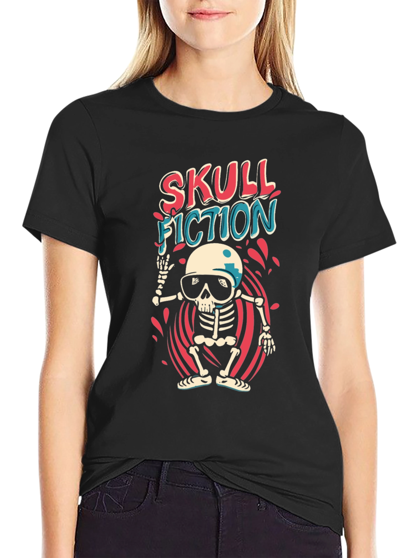 Skull Fiction Graphic Tee - Black