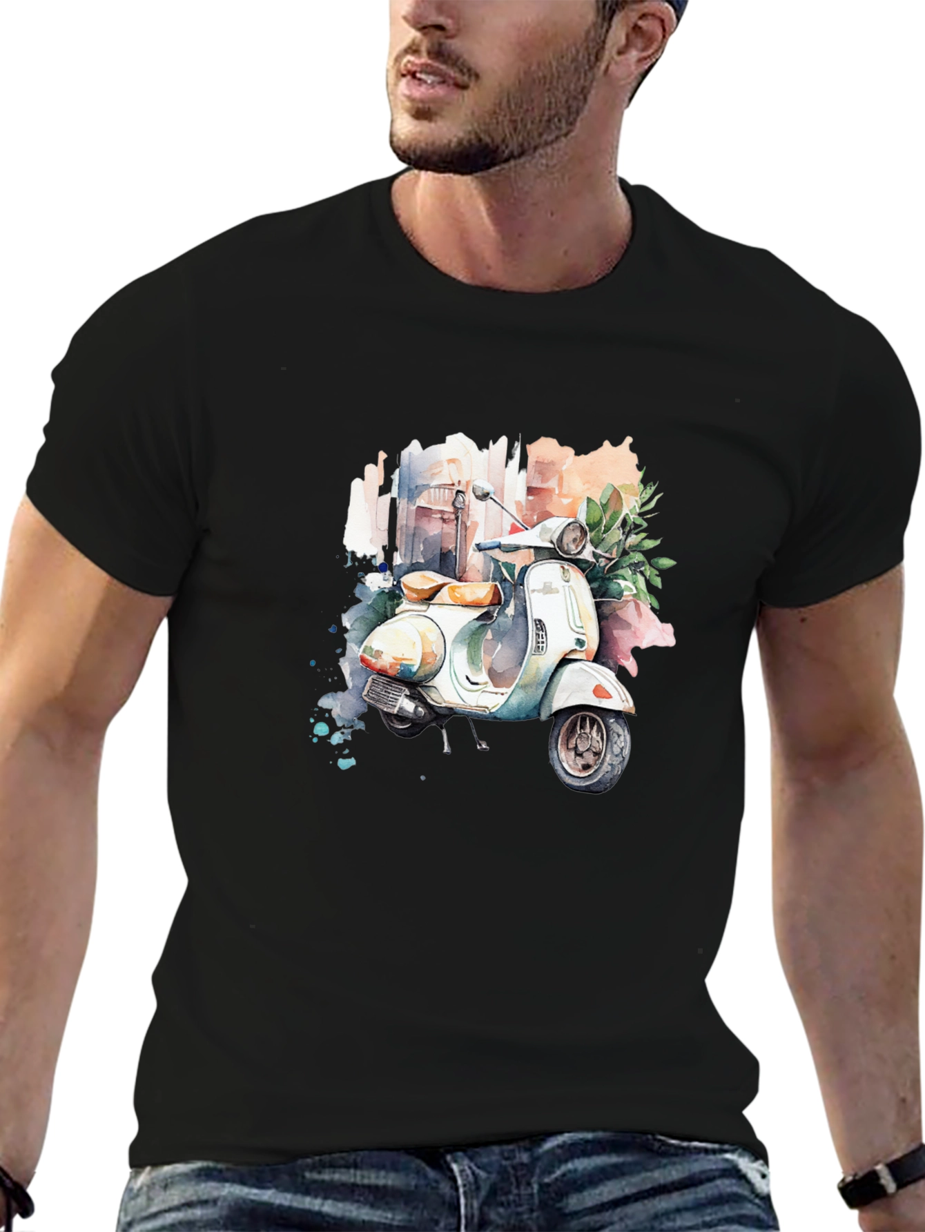 Retro Vespa Watercolor T-Shirt