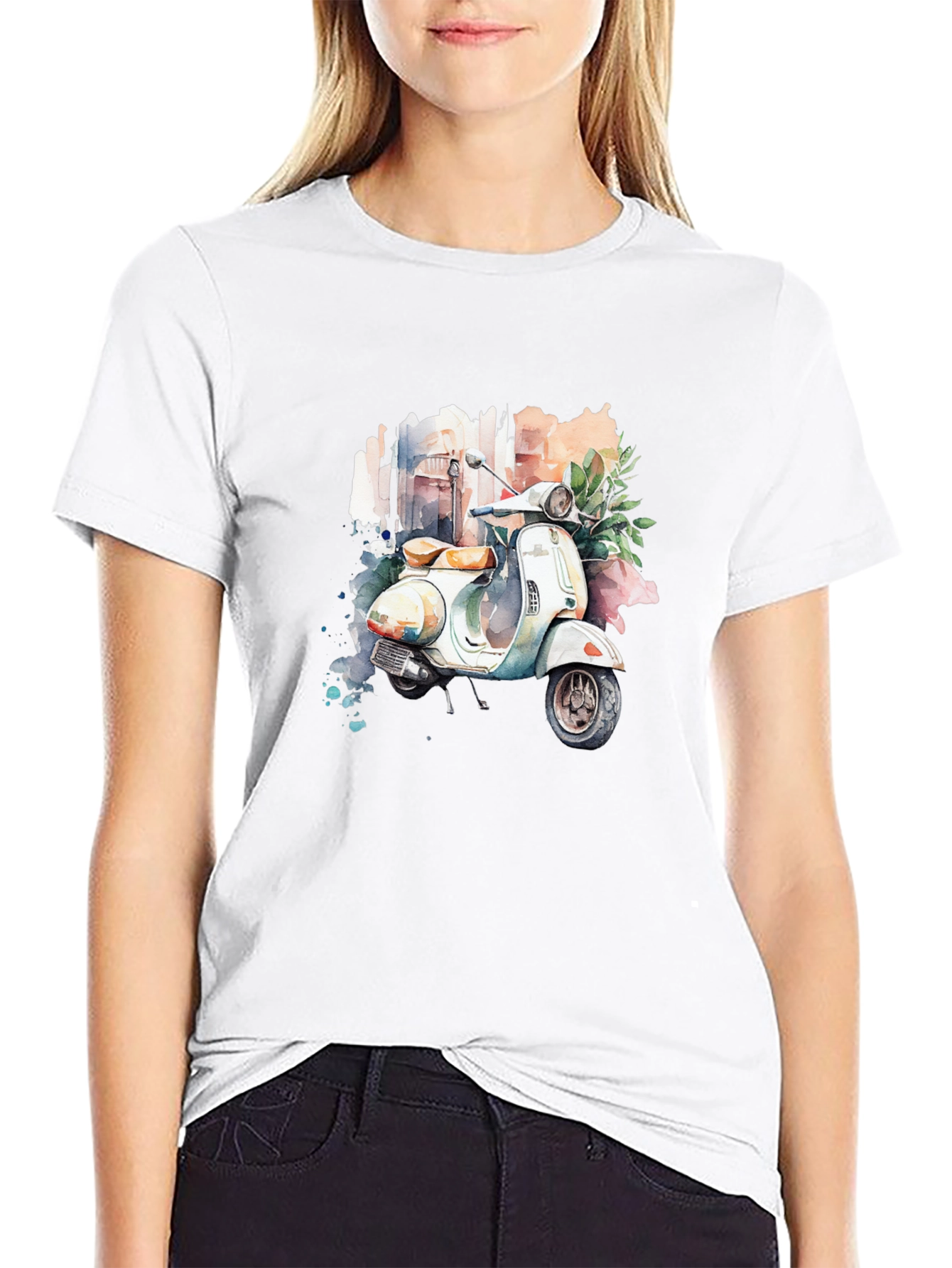 Retro Vespa Watercolor T-Shirt