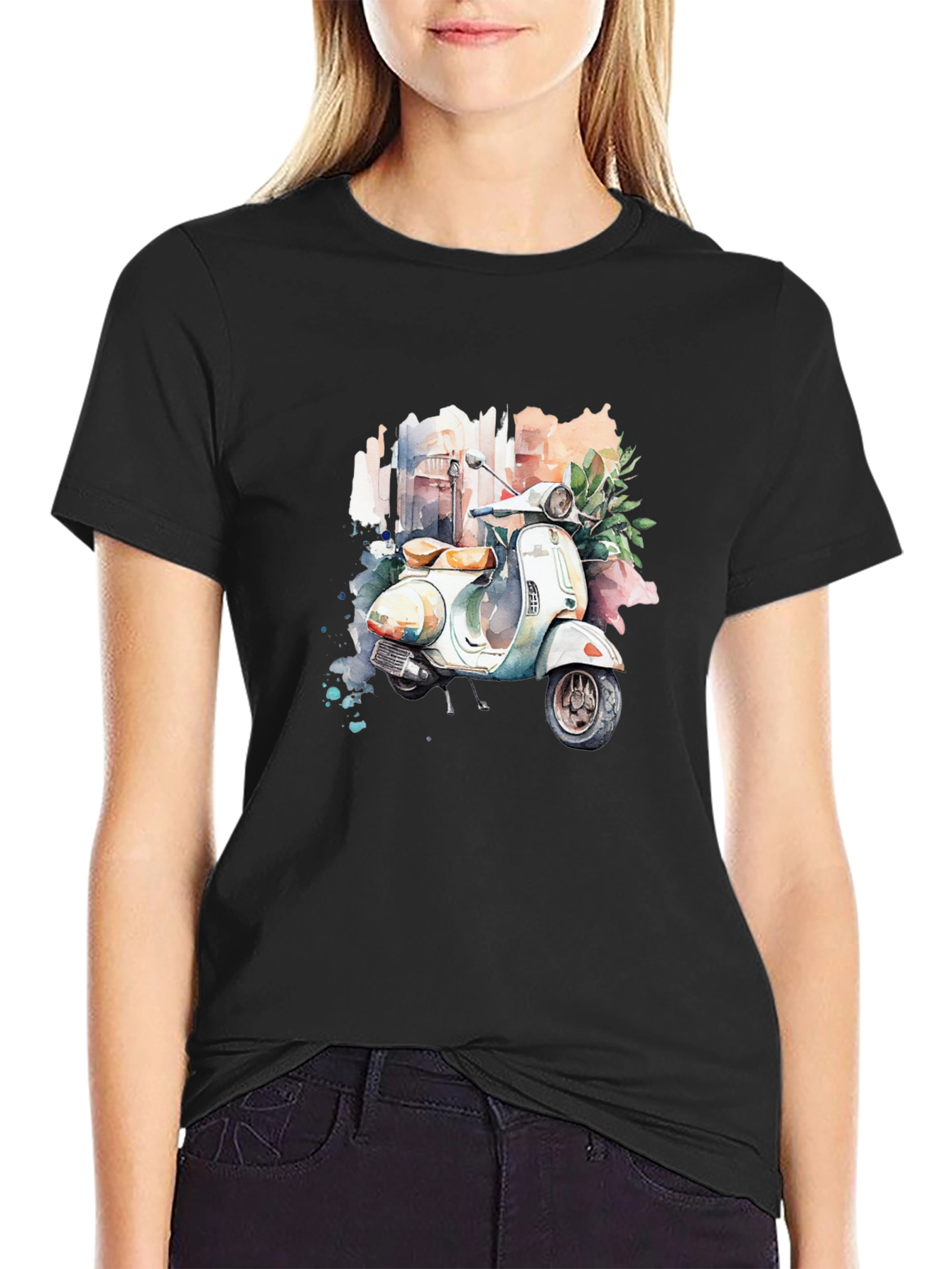 Retro Vespa Watercolor T-Shirt
